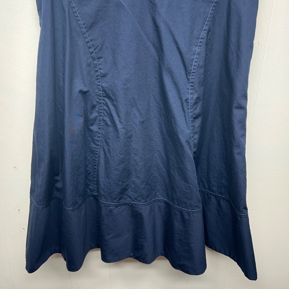 Women's Navy Blue Short Sleeve Midi Dress Size Large Side Pockets 100% Cotton - Picture 6 of 13
